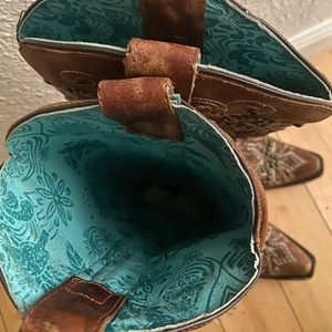 Corral stud overlay leather boots womans size 6.5